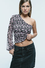 Springfield Blusa asimétrica smock negro