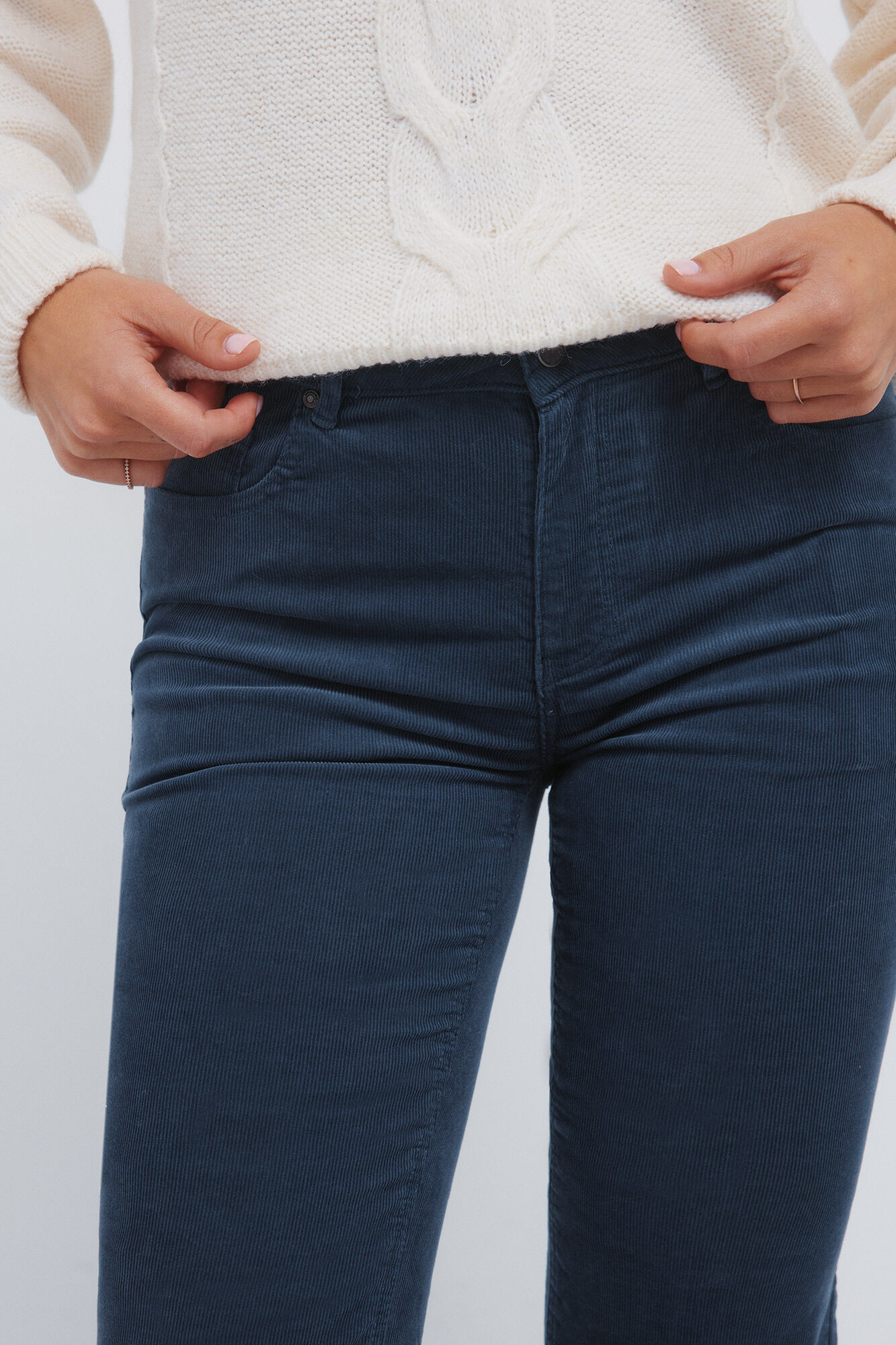 Springfield Pantalones de pana de corte bajo marino