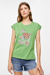 Springfield Playera Gr&aacute;fica Crochet Hombro verde