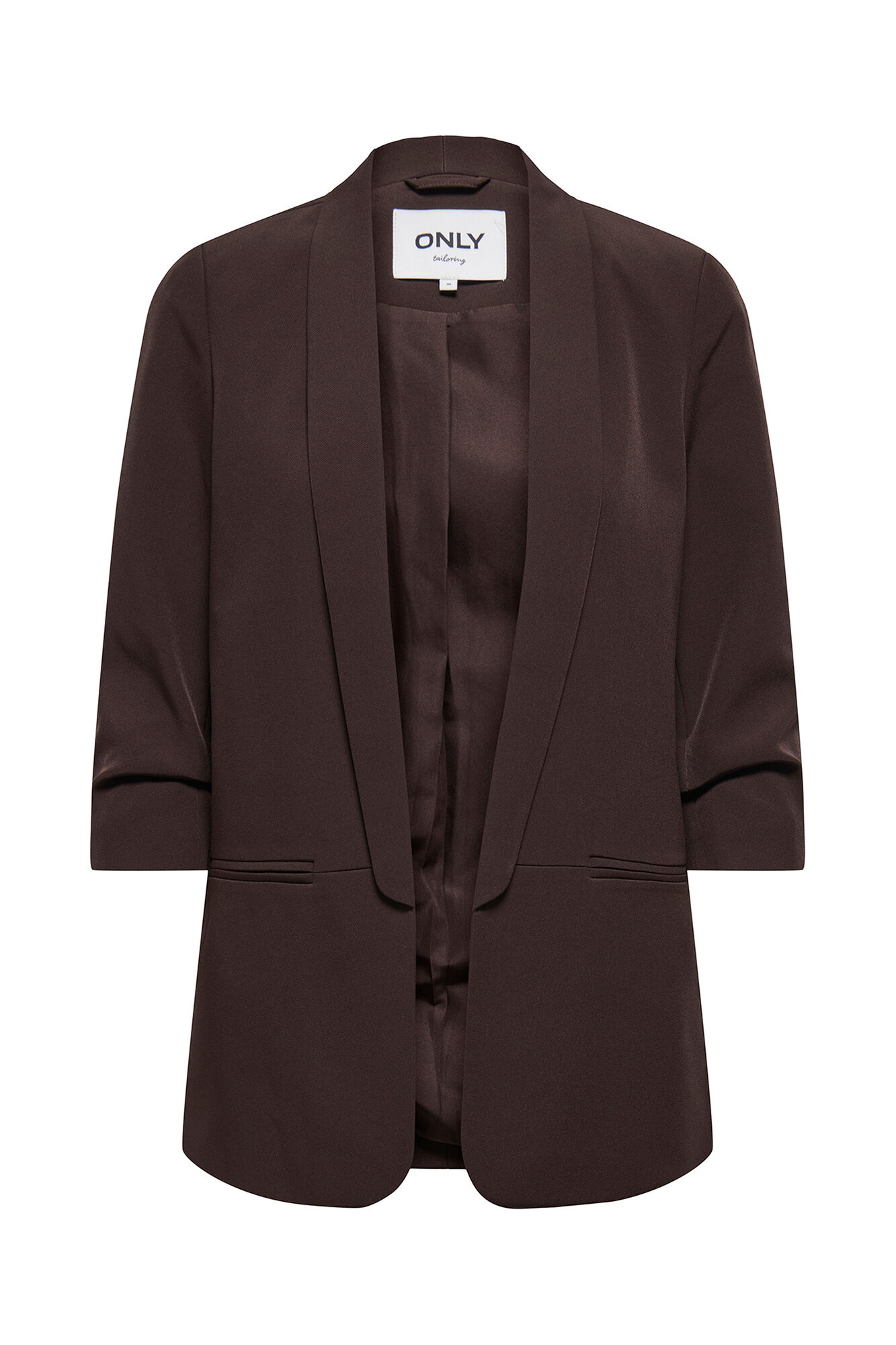 Only Blazer abierta manga remangada caf&eacute;