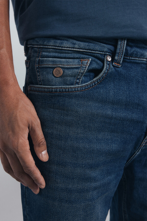 Springfield Jeans de denim de punto teñidos y ajustados turquesa