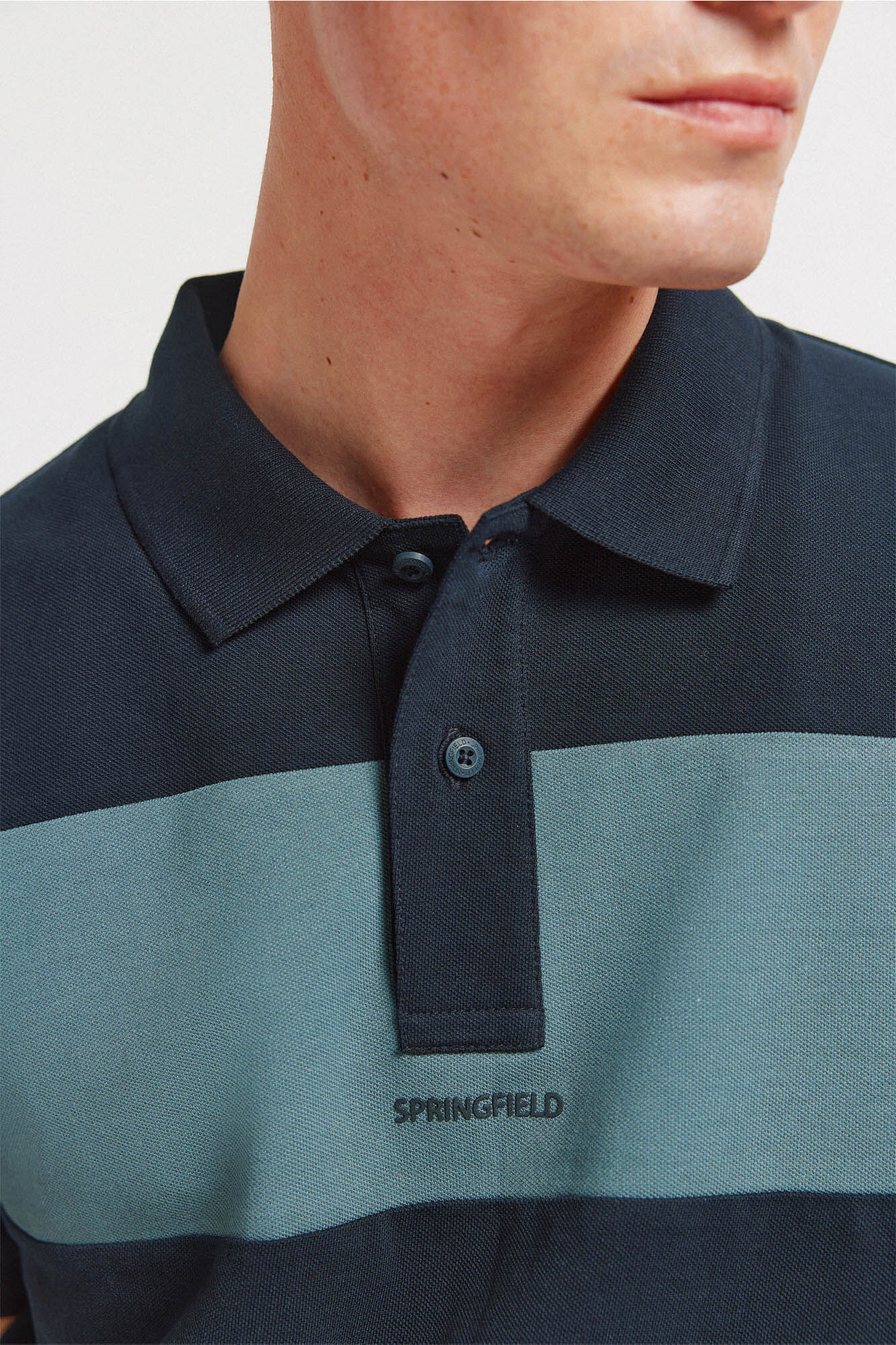 Springfield Polo corte regular de piqu&eacute; con bloques de color azul