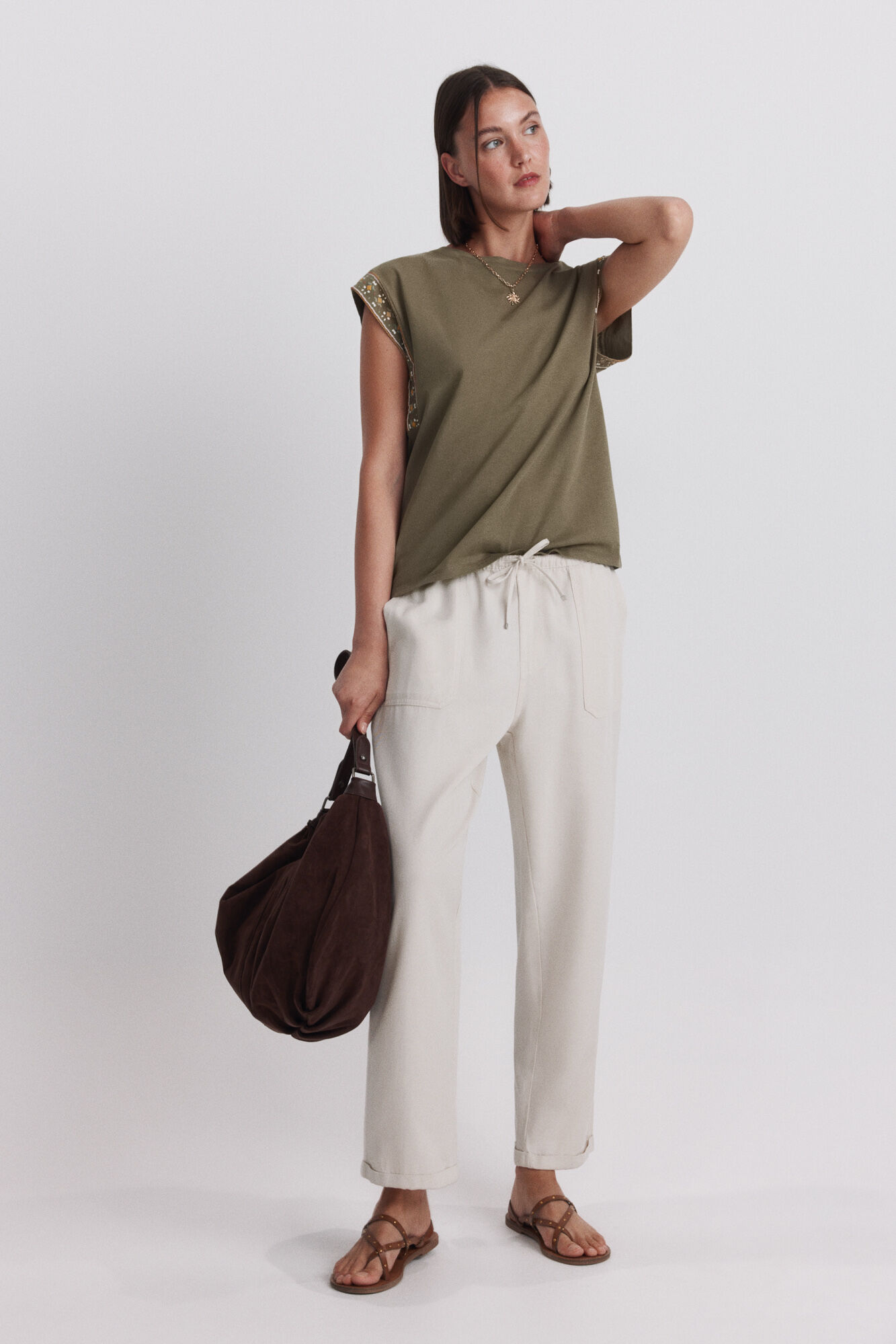Springfield Playera con dibujo khaki