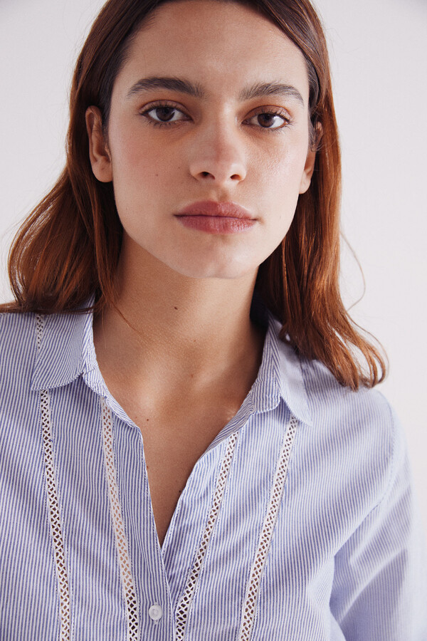 Springfield Camisa lace insertado  azul