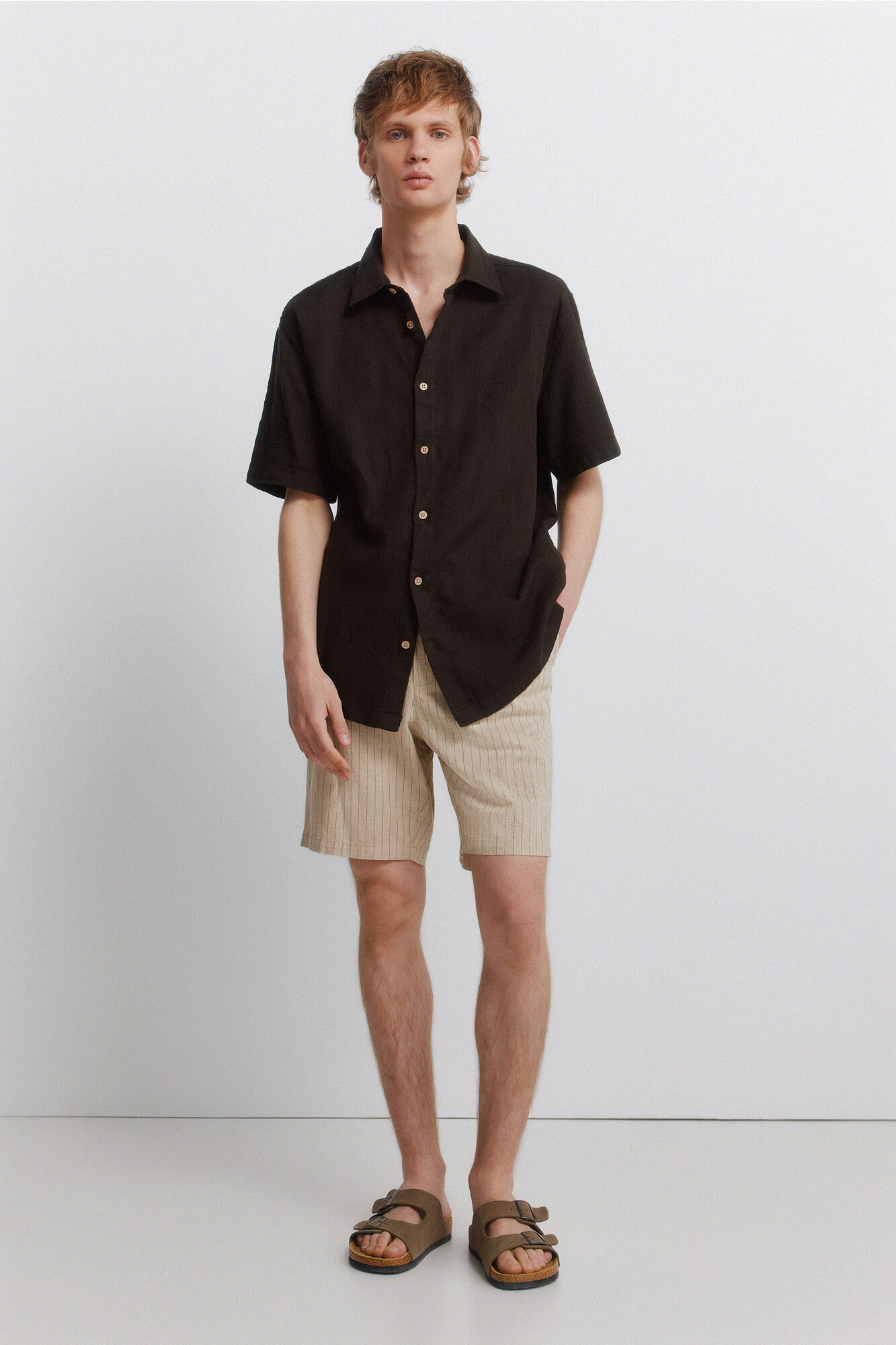 Springfield Bermudas de lino a rayas slim fit