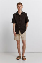 Springfield Bermudas de lino a rayas slim fit beige