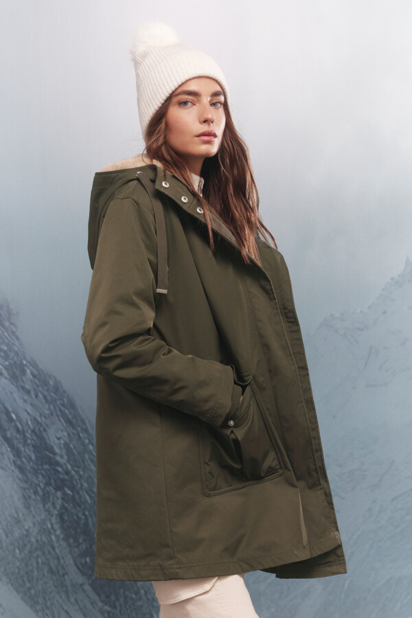 Springfield Parka con capucha repelente al agua 2 en 1 kaki