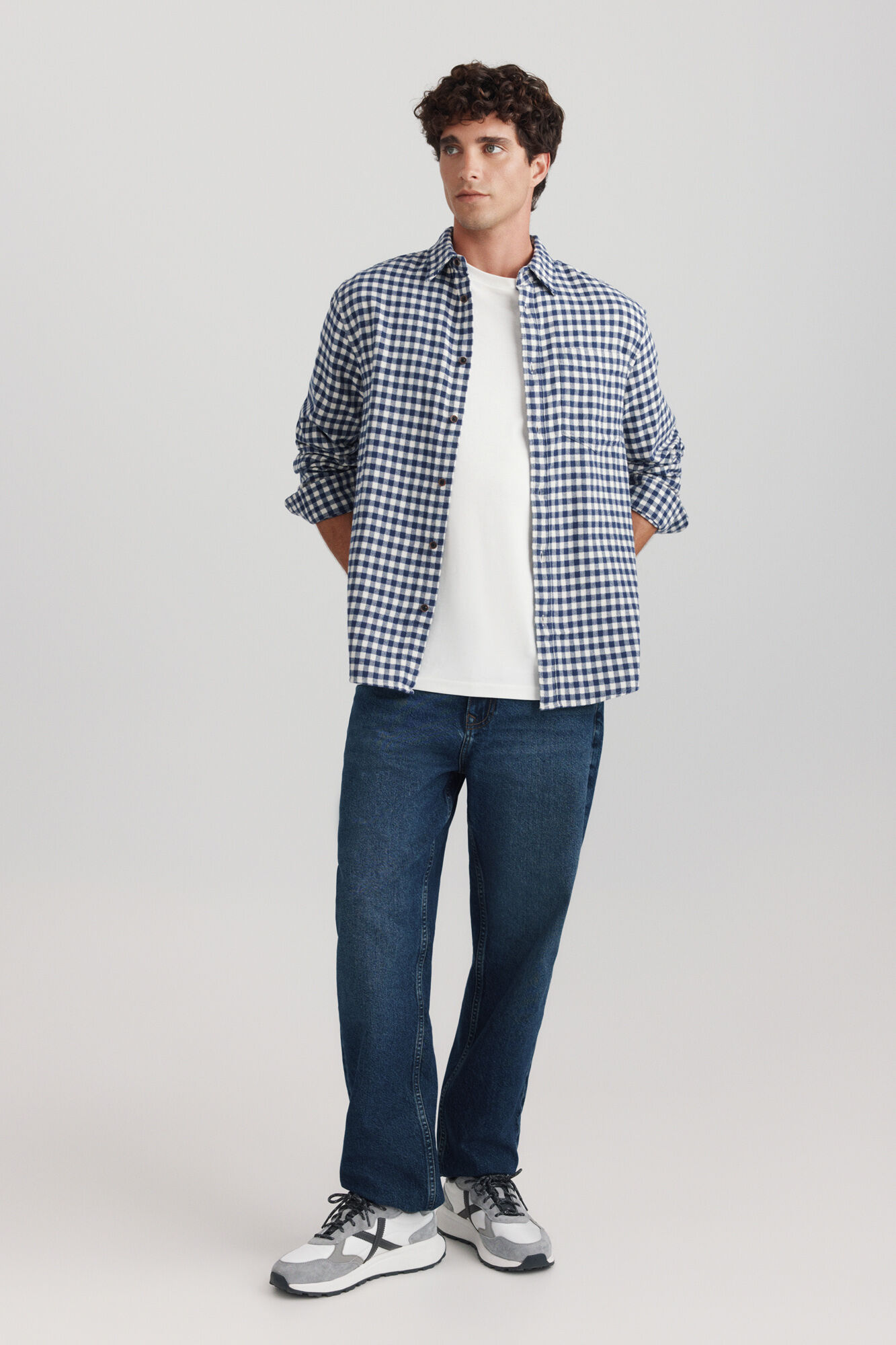 Springfield Camisa de franela estampado vichy azul