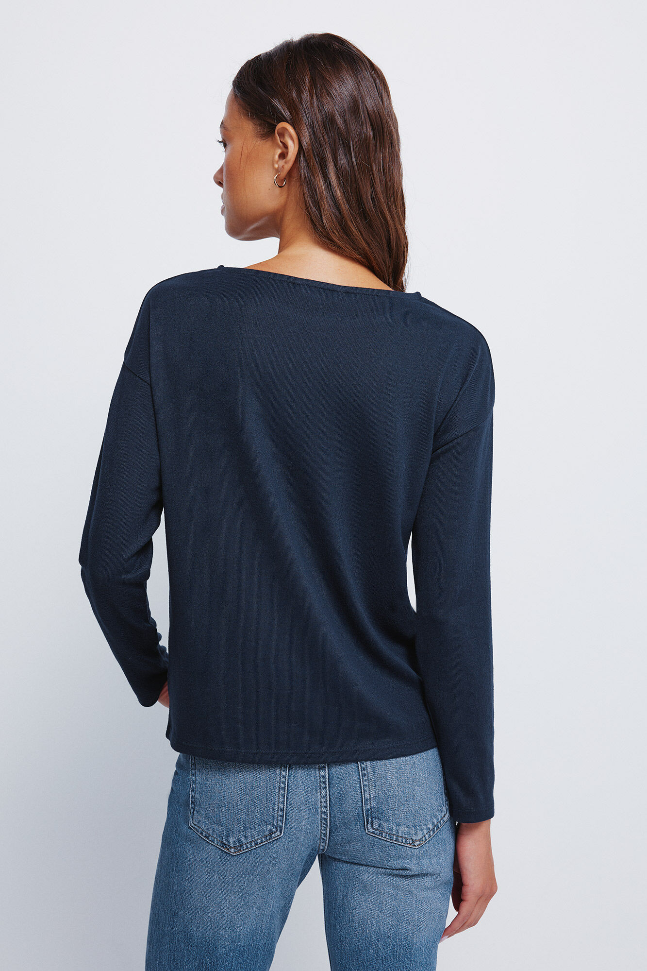 Springfield Playera con cuello barco y tachuelas marino