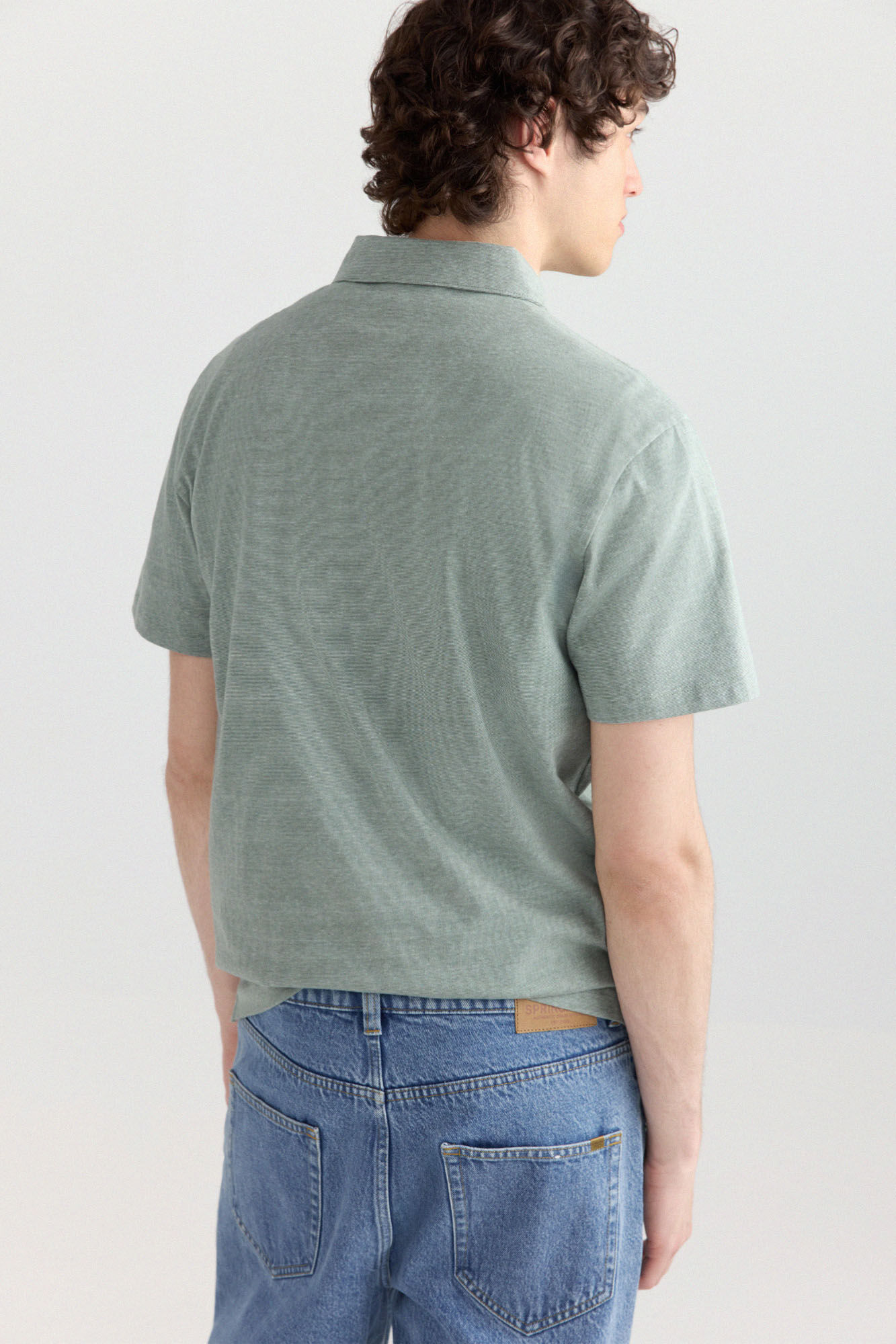 Springfield Polo de jersey de microraya slim fit verde