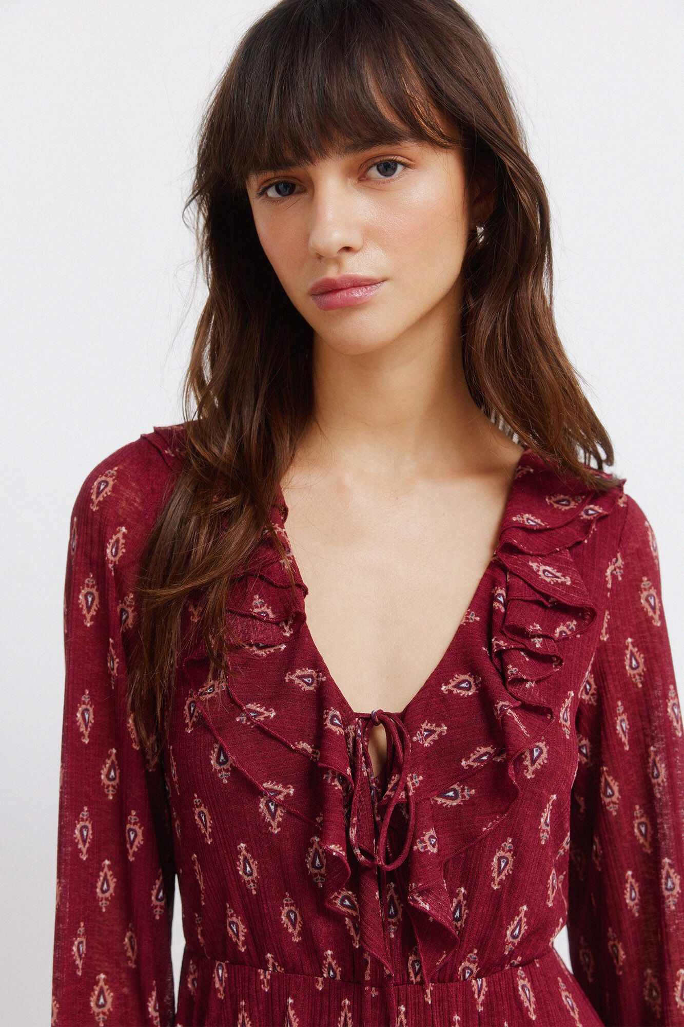 Springfield Vestido corto estampado con volantes