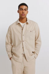 Springfield Sobrecamisa de lino con bolsillo beige