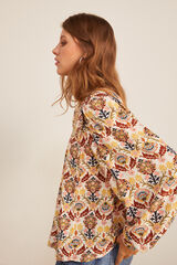 Springfield Blusa Estampada Volumen beige