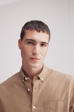 Springfield Camisa seersucker beige