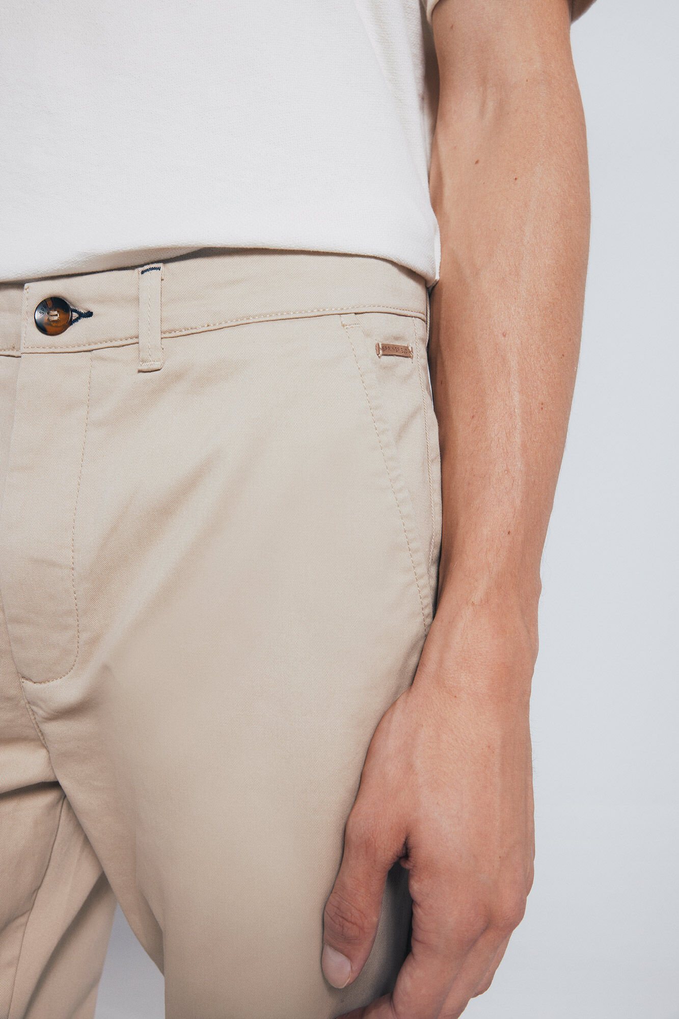 Springfield Pantal&oacute;n slim fit lavado beige