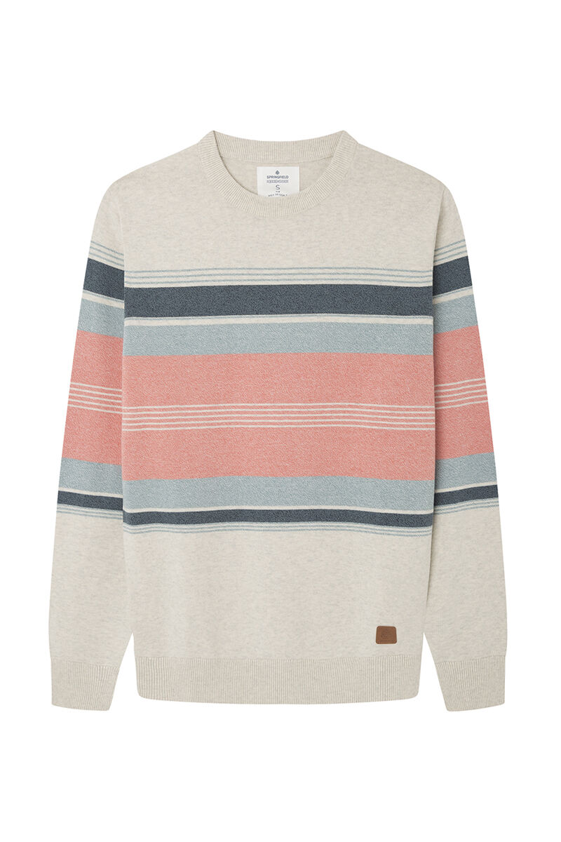 Springfield Su&eacute;ter fantas&iacute;a raya torzal gris