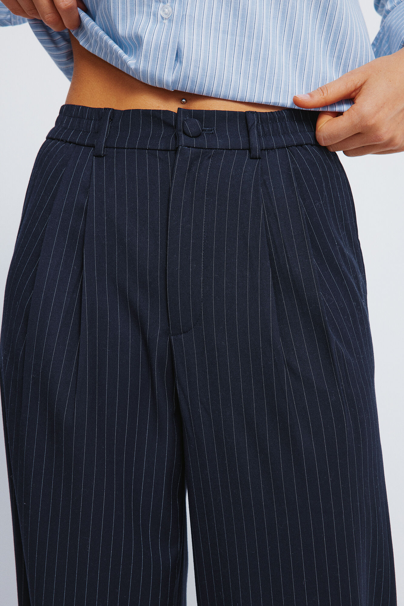 Springfield Pantalones pinzas el&aacute;stico cintura marino