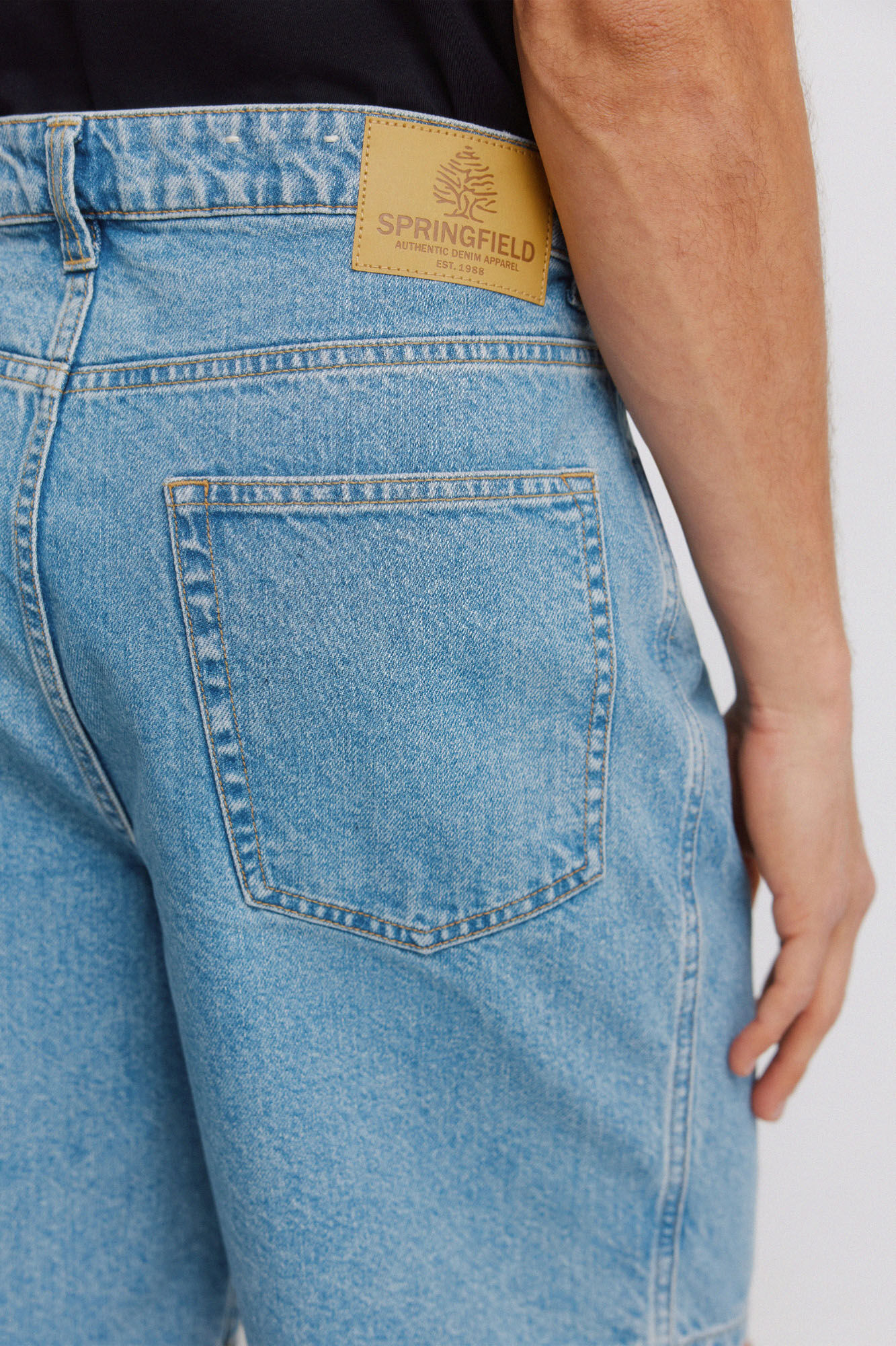 Springfield Bermuda de mezclilla straight fit azul