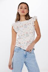 Springfield Playera estampada doble volante estampado granate