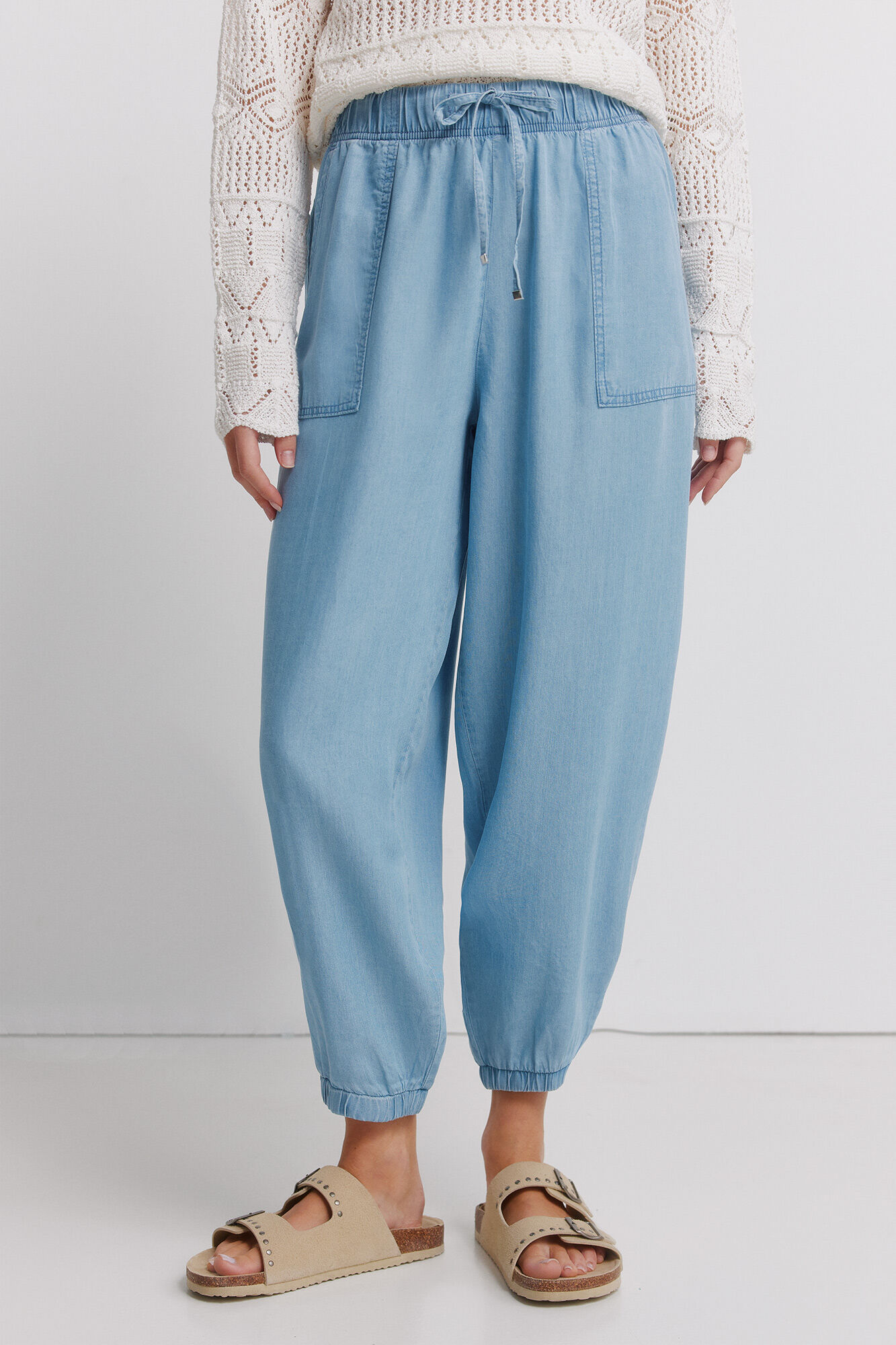 Springfield Pantal&oacute;n de mezclilla de Tencel con cintura el&aacute;stica