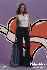 Springfield Jeans cuadros negros negro