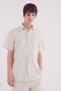 Springfield Camisa manga corta algod&oacute;n slub microrraya