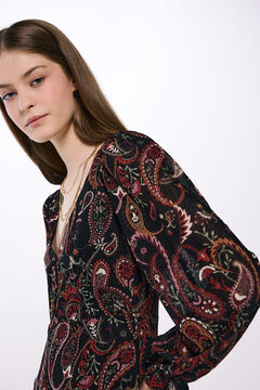 Springfield Vestido midi estampado paisley negro