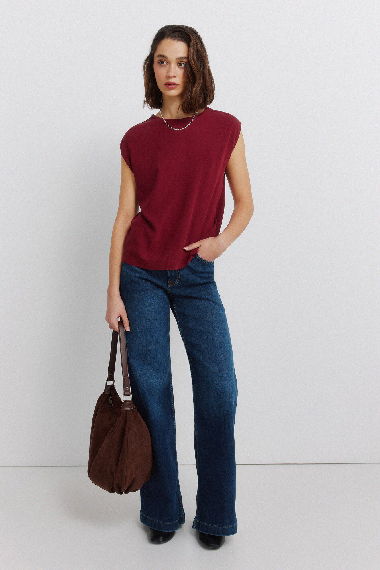 Springfield Playera recta b&aacute;sica lisa p&uacute;rpura