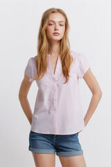 Springfield Blusa de algod&oacute;n con encaje rosa