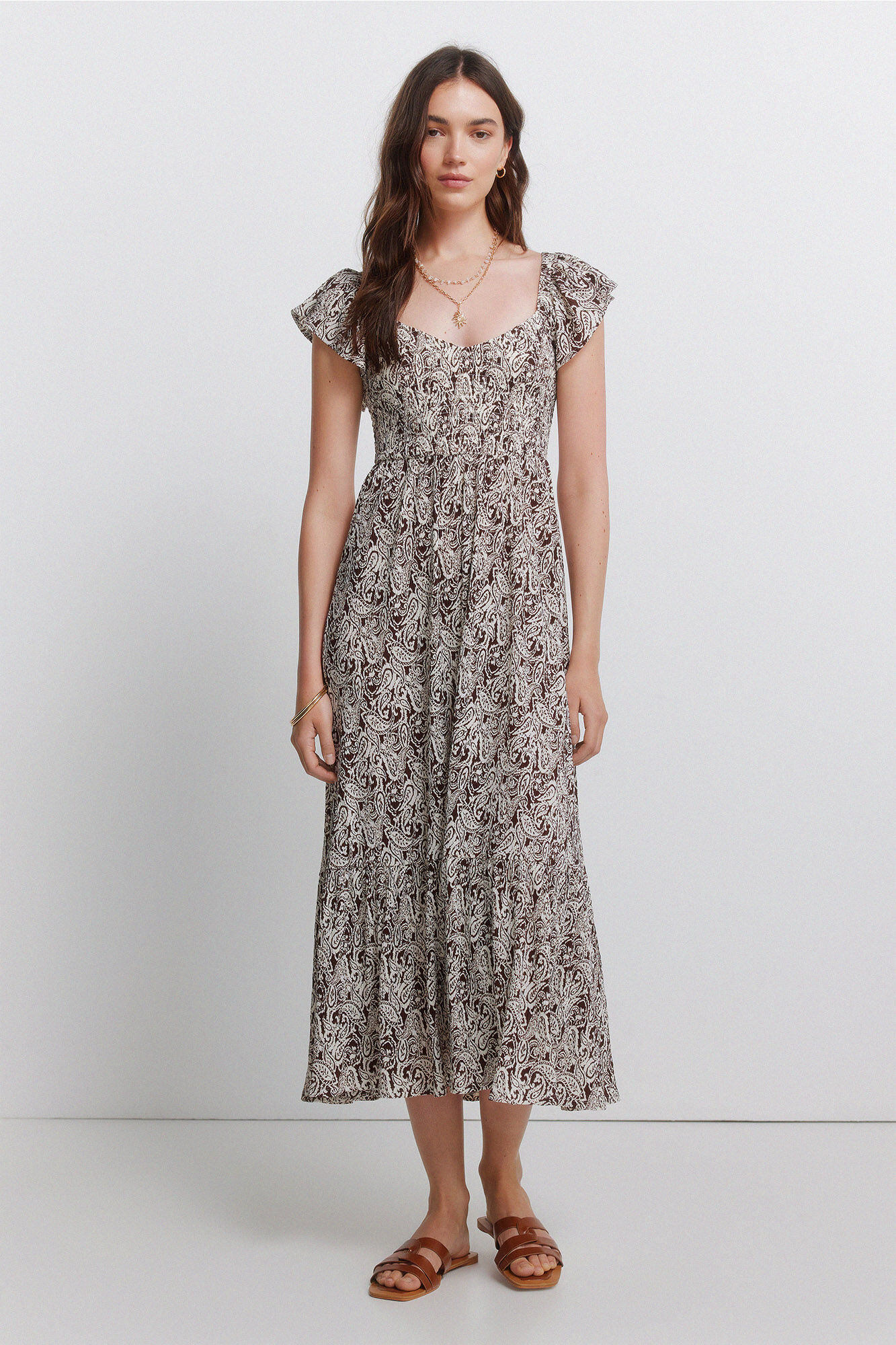 Springfield Vestido de volantes estampado paisley