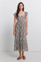 Springfield Vestido de volantes estampado paisley marfil