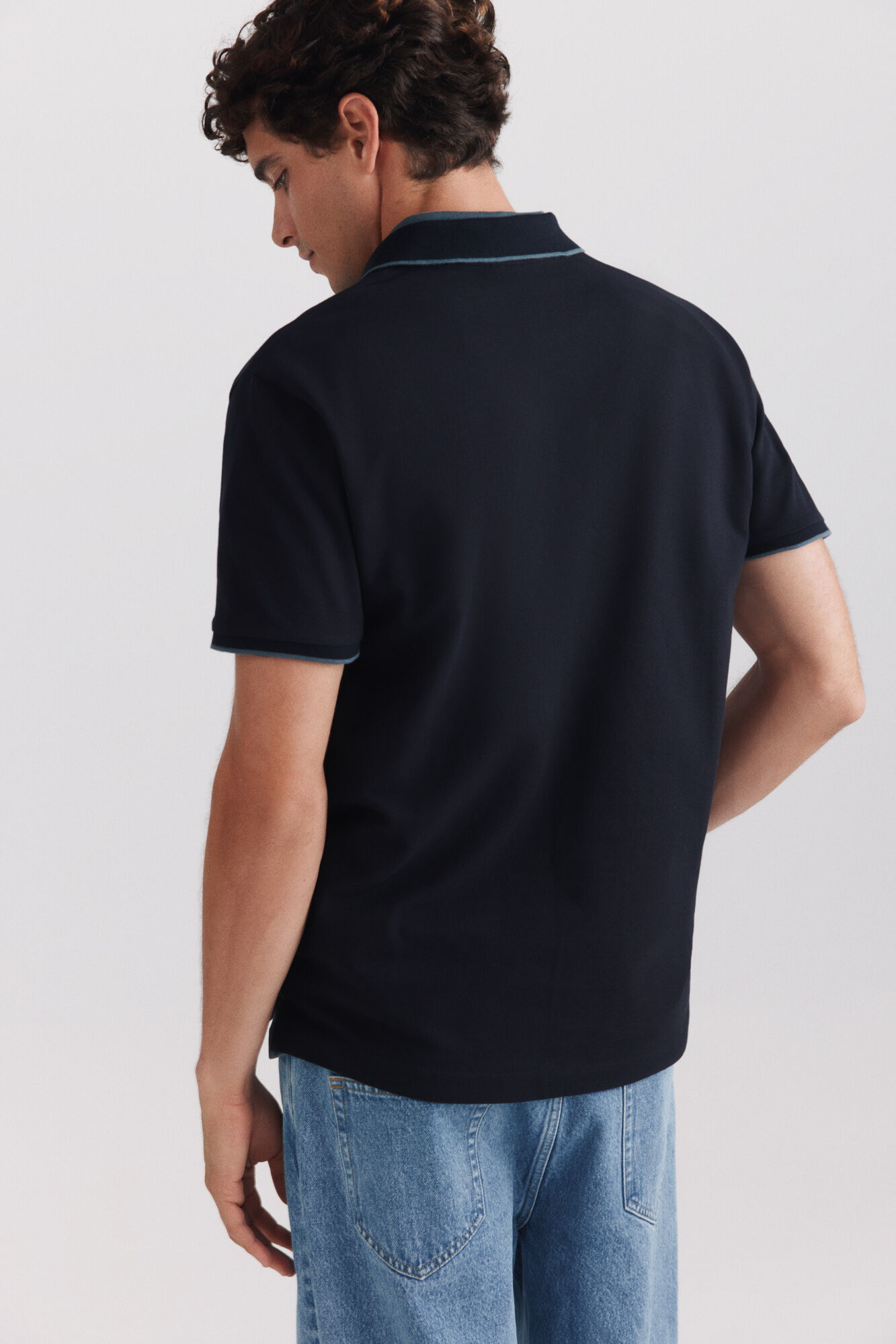 Springfield Polo de piqu&eacute; con contrastes slim fit marino