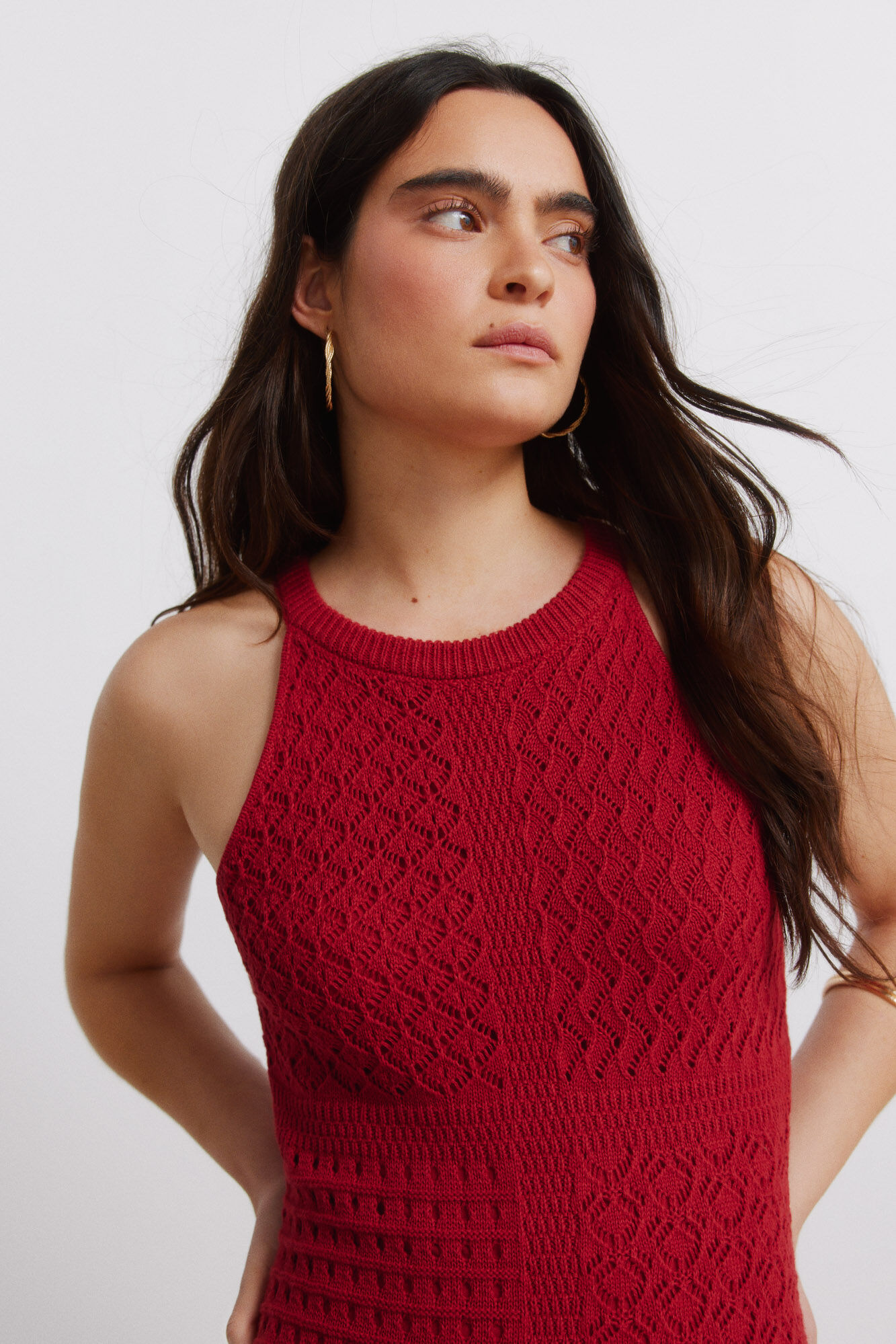 Springfield Vestido halter de punto rojo
