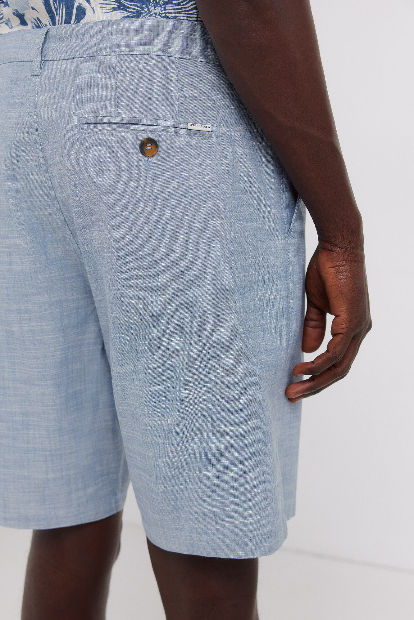 Springfield Bermudas chambray slim fit azul