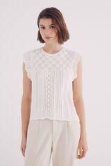 Springfield Top tejido calados beige