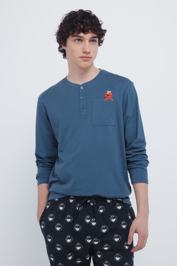 Springfield Pijama largo Plaza Sésamo azul