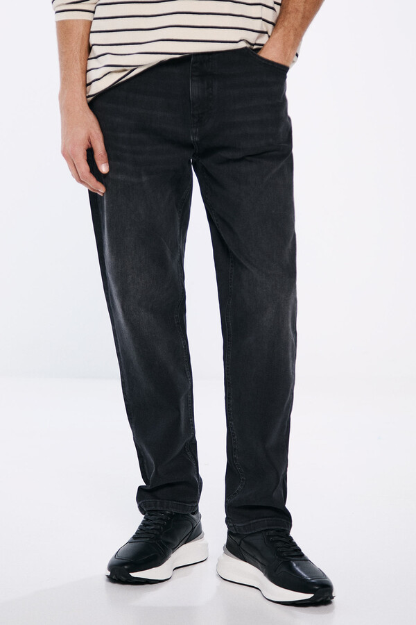 Springfield Jeans straight fit negros gris