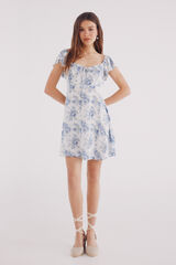 Springfield Vestido corto flores azules natural