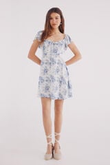 Springfield Vestido corto flores azules natural