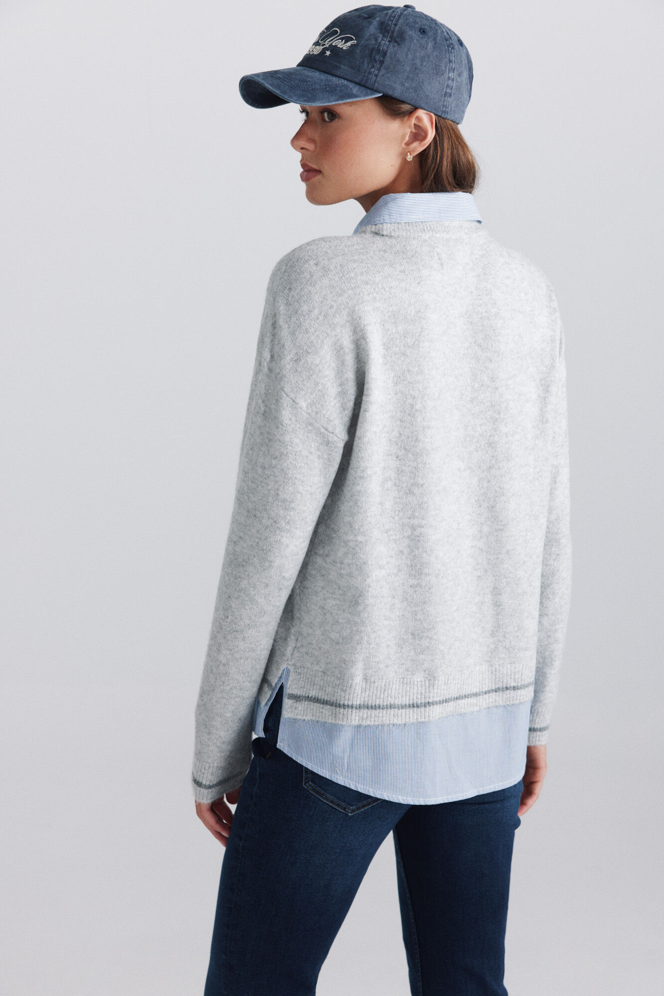 Springfield Su&eacute;ter bimateria camisero gris