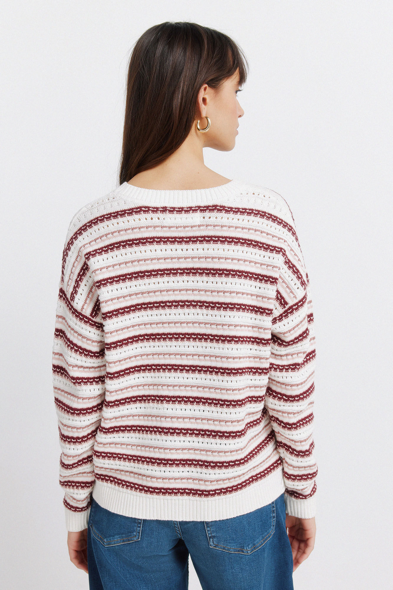 Springfield Su&eacute;ter de tejido de rayas rosa