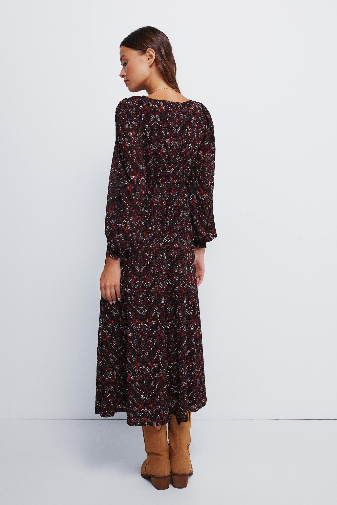 Springfield Vestido midi con cenefas negro