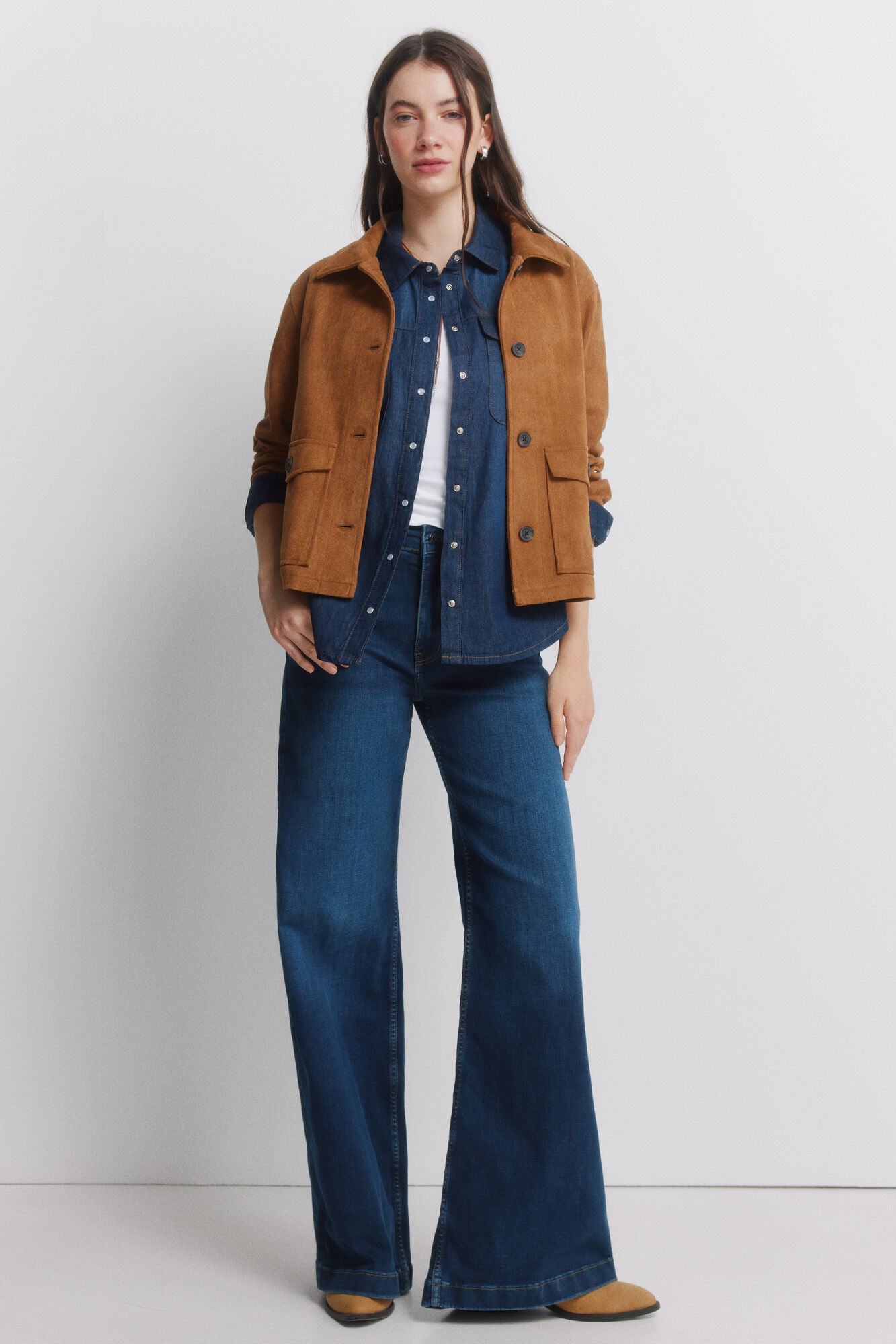 Springfield Camisa denim con bolsillos de algod&oacute;n