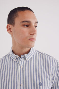 Springfield Camisa rayas algodón slub azulado