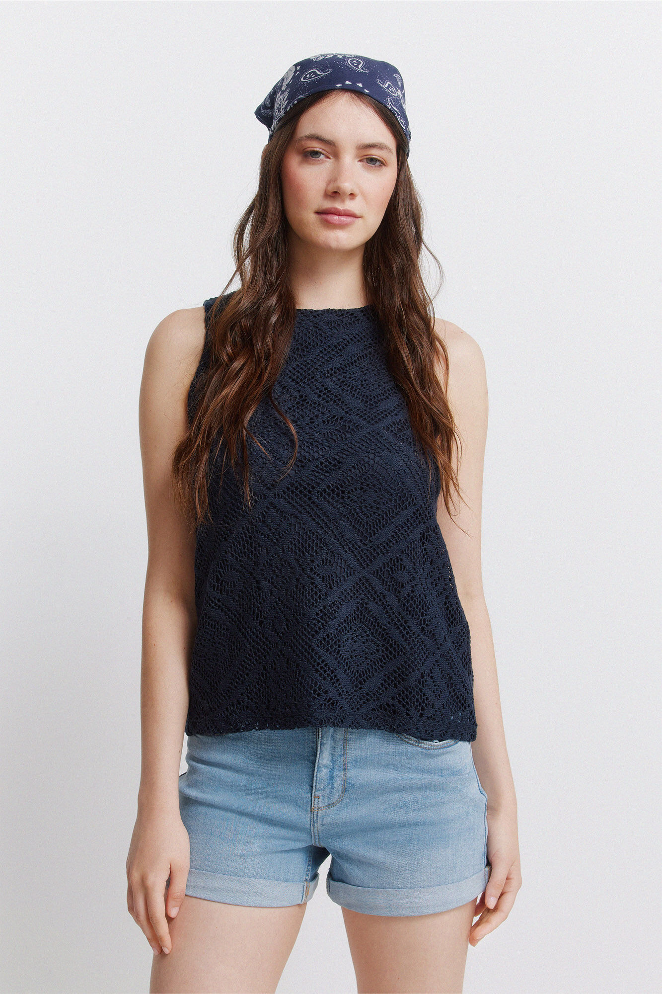 Springfield Playera sin mangas de crochet