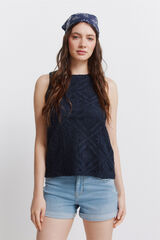 Springfield Playera sin mangas de crochet marino