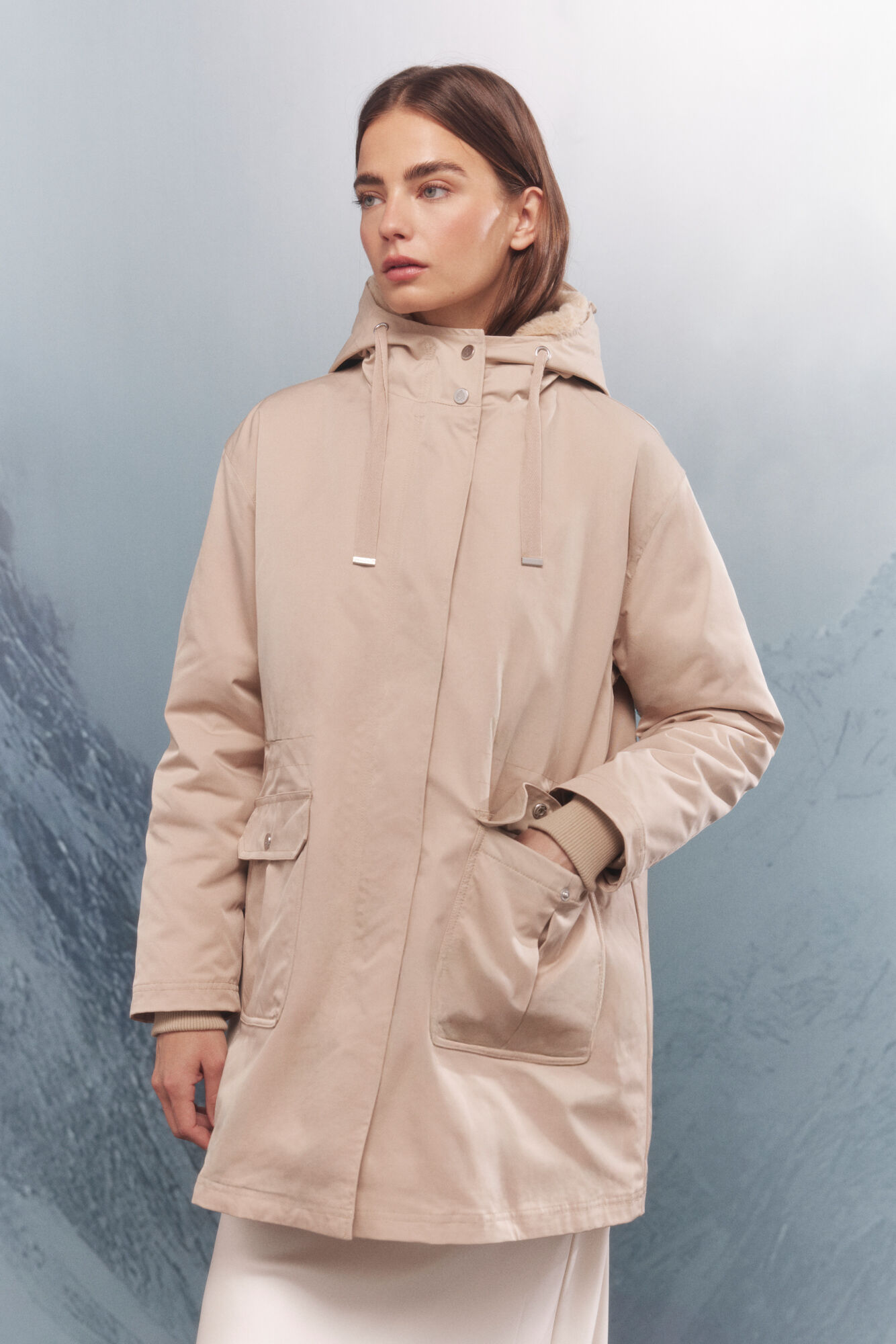 Springfield Parka con capucha repelente al agua 2 en 1 beige