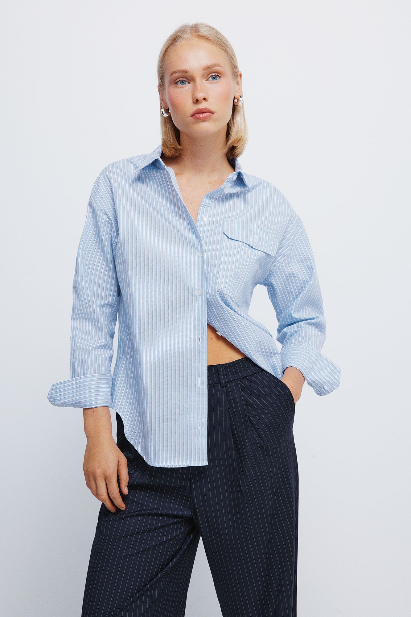 Springfield Pantalones pinzas el&aacute;stico cintura marino