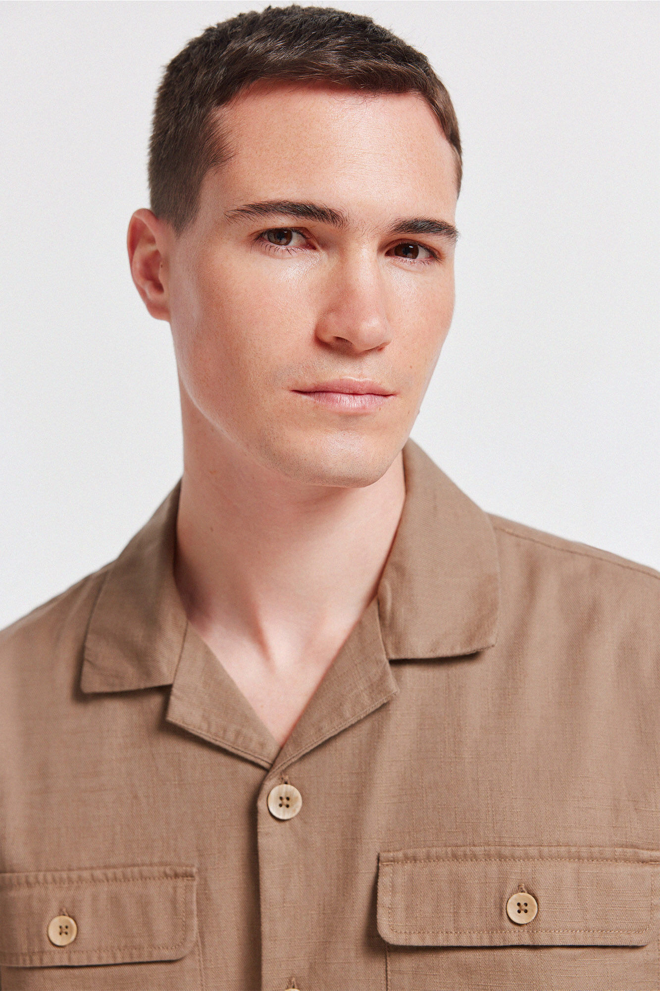 Springfield Sobrecamisa manga corta caf&eacute;