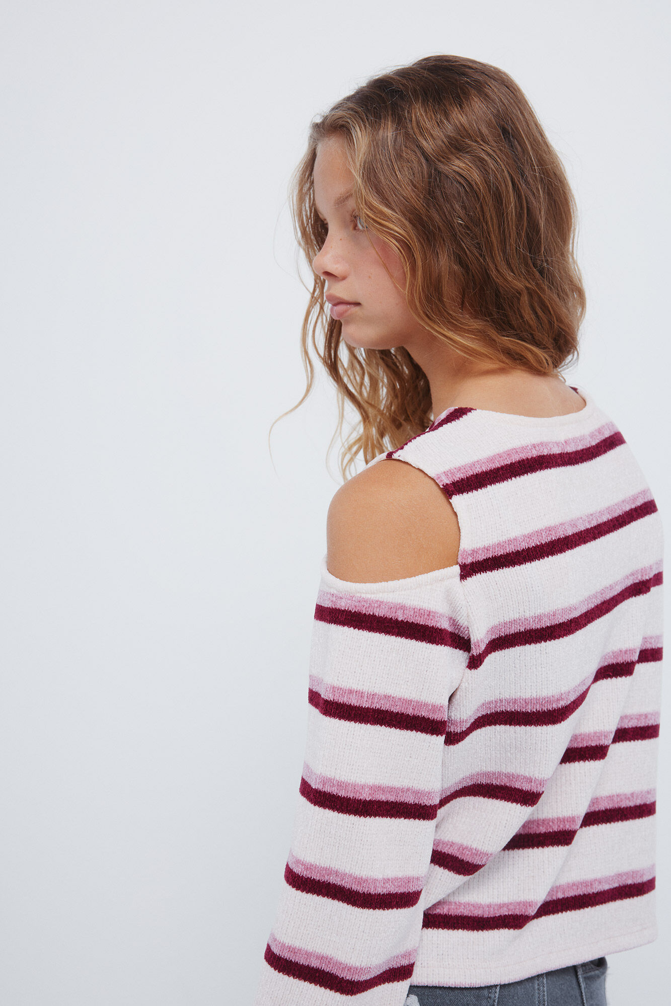 Springfield Kids Playera de chenilla con hombros descubiertos para ni&ntilde;a rosa